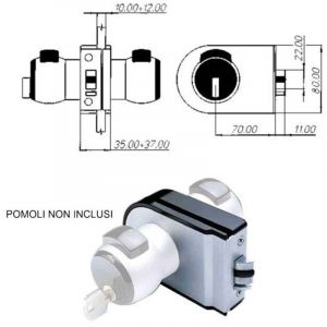 Poign&eacute;e de verrouillage pour porte en verre Gla70 Meroni