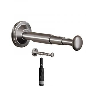 S&eacute;choir &agrave; linge t&eacute;lescopique 2 pi&egrave;ces, barre de suspension t&eacute;lescopique pour penderie, support de rangement r&eacute;glable, gris bronze