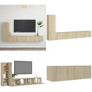 Vidaxl - Ensemble de meubles tv 3 pcs Ch&ecirc;ne sonoma Bois d'ing&eacute;nierie - Meuble Tv Suspendu - Meuble Tv Mural - Ensemble Meuble Tv - Meuble Tv Ch&ecirc;ne