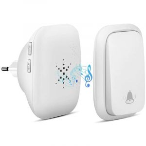Sonnette Sans Fil, Sonnette Auto Aliment&eacute;e Sans Batterie Requise Carillon de Porte Sans Fil, Bouton Poussoir &eacute;tanche &agrave; 150m de Port&eacute;e avec 38
