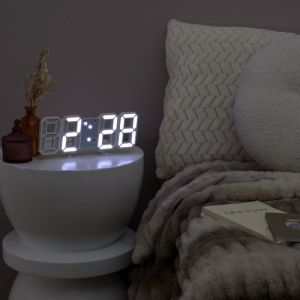 Reveil Numerique Led Blanche 3d