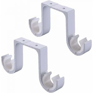 Sollbry - 2 Support de plafond Support blanc Support de tringle à rideau double Support de tringle à rideau en aluminium