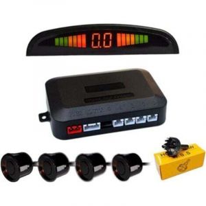 Radar de recul pour voiture, 4 capteurs universels capteur de recul de voiture avec écran couleur led, kit d'alarme de recul audio (noir)