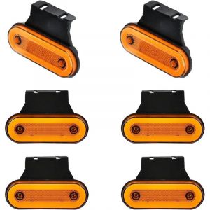Lot de 6 feux de position LED 12 V/24 V avec support, éclairage de remorque, feu de position latéral pour camion, réflecteur, feu arrière, feu de