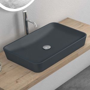Mai&mai - Vasque &agrave; Poser Gris Noir Mat Rectangulaire Lavabo Salle de Bain &Eacute;vier Lave Mains sans trop-Plein Col815