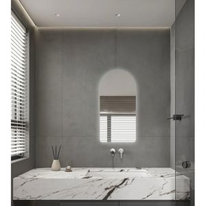 Saniclass Curve Miroir de salle de bains - 40x80cm - arcade - &eacute;clairage LED indirect - chauffage miroir - infrarouge