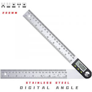 Rapporteur d'Angle Num&eacute;rique 0-200mm Num&eacute;rique Angle Finder 0-360 &deg;Rapporteur Num&eacute;rique 2 en 1 en Acier Inoxydable avec Affichage LCD Mesure Angle
