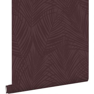 papier peint feuilles de palmier violet aubergine - ESTAhome