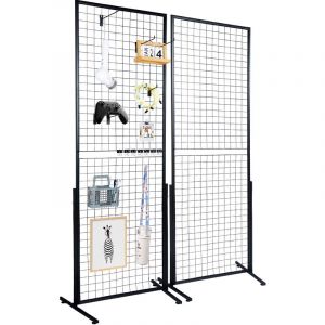 Mophorn - vevor Grille d'Exposition sur Pied 2 PCs Panneau Grille en Acier 617x1716 mm Charge 27 kg Presentoir Grille sur Pied Accessoires Complets