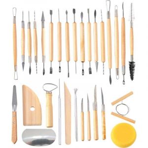 30 Pi&egrave;ces Outils Poterie,Outils Sculpture Argile,Outils Modelage Ceramique pour Art de Gaufrage ou DIY Sculpture (Ensemble 1)