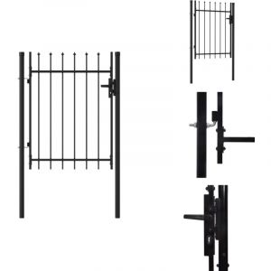 Vidaxl - Portillon simple porte avec dessus à pointe Acier 1x1,2 m Noir - Portail De Jardin - Portillon - Clôture - Barriere Jardin - Portail Acier