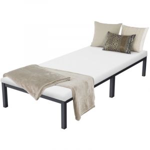 Ml-design - Cadre de Lit Anthracite 90x200 cm avec Matelas H:10 cm, Sommier &agrave; Lattes Int&eacute;gr&eacute;, Lit M&eacute;tallique sur Cadre, Structure Simple pour Chambre