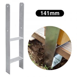 Swanew - 6x Ancrage de poteau Ancrage en h ancre pour abris de voiture,maisons sur pilotis durable H-ancre Ancrage de poteau encastré 141MM