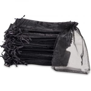 Parkside - Sachet en organza, sachet cadeau en organza, sachet à bijoux, sachet de mariage, sachet de lavande (10 x 15 cm, noir)