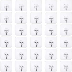 50 pi&egrave;ces crochets adh&eacute;sifs sans per&ccedil;age Crochet sans per&ccedil;age auto-adh&eacute;sif, crochet mural transparent, crochet adh&eacute;sif transparent crochet de porte
