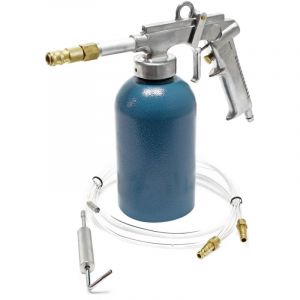 Wiltec - Pistolet pneumatique à godet – 1100 ml / 4-6bars – avec Buse coudée ronde – Pulvérisateur pour cavités et protection des dessous de caisse