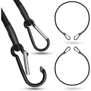 Aougo - Lot de 2 élastiques avec Mousqueton,Robustes et résistants aux intempéries,pour Voiture,vélo, Moto,bâche,Voile d'ombrage,extérieur i