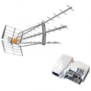 TELEVES Pack Antenne DAT HD BOSS LR LTE700 (C.21 - C.48) Gain 47dBi TNT UHF + Alimentation 24V