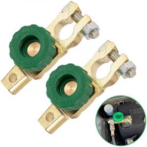 2 Pi&egrave;ces Coupe Circuit Batterie 12V/24V, Coupe Batterie Voiture D&eacute;connexion Interrupteurs, Coupe Circuit Batterie Avec Bouton Vert, pour Voiture,