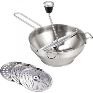 Presse-L&eacute;gumes Manuel en Acier Inoxydable, Broyeur de L&eacute;gumes, Broyeurs de Pommes de Terre pour M&eacute;langer Les L&eacute;gumes, Fruits, Soupes, avec 3 Grilles