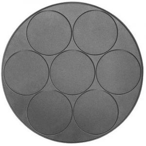 Plaque 7 mini-cr&ecirc;pes Le trou unique a un diam&egrave;tre de 8 cm, une hauteur de 2 cm et une longueur totale de 31,5 cm. pour Cr&ecirc;pi&egrave;re 100501