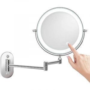 Miroir de maquillage &agrave; LED de 8 pouces Miroir grossissant &eacute;clair&eacute; mural Grossissement 1X / 10X Chargement USB r&eacute;glable en 3 couleurs