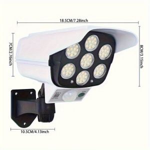 Lampe Solaire Murale 77 LED avec D&eacute;tecteur de Mouvement &ndash; Design Cam&eacute;ra de Surveillance Simul&eacute;e pour &Eacute;clairage Ext&eacute;rieur de S&eacute;curit&eacute;