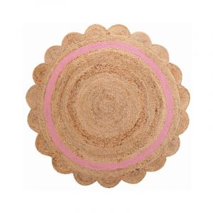 Paris Prix - Tapis D&eacute;co Enfant Rond 'Rosaly' 90cm Beige