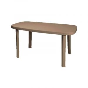 Iperbriko - Table de jardin ovale en résine gris tourterelle Otello 140x80x72 cm