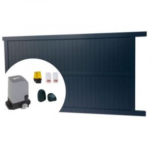 Portail Aluminium Coulissant NAIROBI RAL 7016 L3,5mxH1,80m motorisé Livré avec son Kit Motorisation KSL 500 PRO IOW