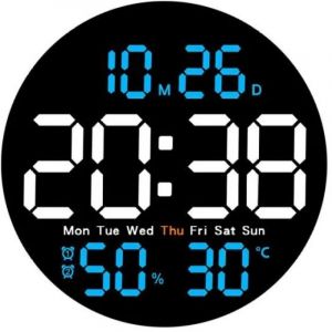 Horloge Murale LED, Horloge num&eacute;rique, Cadeau pour Horloge &eacute;lectronique, r&eacute;veil, pour Chevet, Restaurant, Bleu Ciel