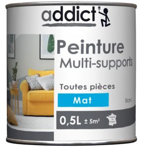 Peinture acrylique multi supports, blanc mat , 0,5 litre