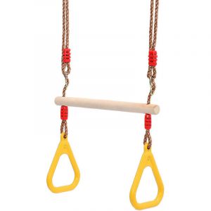 Balançoire trapèze en bois avec anneau de gymnastique Portique pour enfants toboggan jouer jardin extérieur intérieur (jaune) - multicolour - Ahlsen