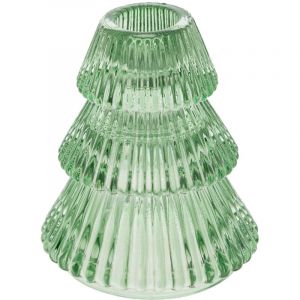 Photophore forme sapin H.10cm verre vert - Atmosphera cr&eacute;ateur d'int&eacute;rieur
