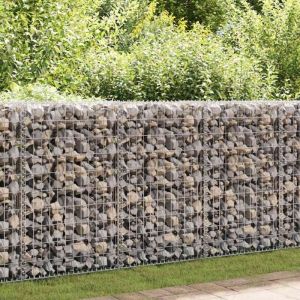 Mur en gabion Clôture de gabion avec couvercles Acier galvanisé 300x30x100 cm 23772