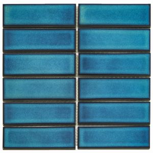 Mosa&iuml;que de gr&egrave;s c&eacute;rame BARCELONA Rectangle 14.5x4.5cm - Bleu - bo&icirc;te de 0.86 m2