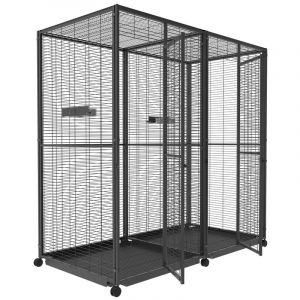 Voli&egrave;re d&rsquo;int&eacute;rieur sur roulettes divi&eacute; en deux pour perroquets de 2m&sup2; &agrave; toit en maille, IMOR&reg;