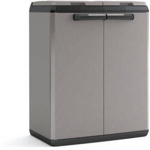 Armoire d'Ext&eacute;rieur Rimouski, Meuble de Jardin &Eacute;tanche, Ouverture Battante Made in Italy, 39x68x85h cm Gris