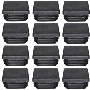 (12pcs)Bouchon Plastique 50x50mm Embout Tube Carre Noir Plastique Embout Bouchons D'obturation pour Pieds de Meuble Trampoline 12 Pcs