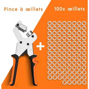 Ersandy - Pince perforatrice à œillets professionnelle - Effort minimal - Pince perforeuse avec 100 œillets (ø intérieur 10 mm)