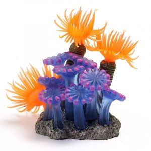 D&eacute;cor fantaisie pour aquarium Corail Artificiel, An&eacute;mone Lumineuse de mer de Corail de Silicone de Plante de Simulation pour la d&eacute;coration de