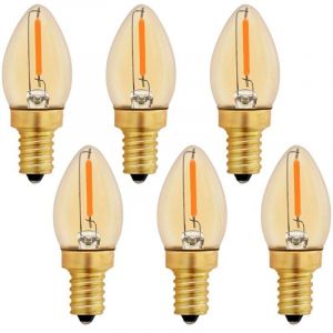 Ampoule LED C7 E12 220V, Ampoule Bougie Edison Vintage E12 0.5W Remplacement 5W, Ampoule &agrave; Filament LED E12 Ambre Ampoule D&eacute;corative Veilleuse, Blanc