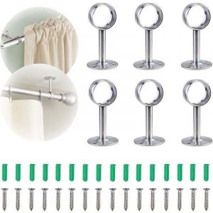 6 pices Support Barre rideau plafond Plafond de support de tringle rideau Support de tringle pour support de tringle rideau au plafond ou au mur,