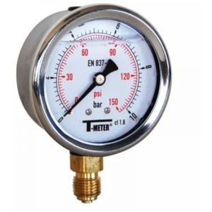 Manomètre inox à bain glycérine 0/16 Ø63 mm nuair