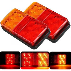 APEX Lot de 2 feux arri&egrave;re LED 12 V universels (10 LED) pour remorque, caravane, fourgonnette ou bateau clignotant et feu de position.