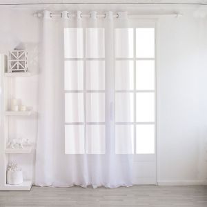 Voilage uni &agrave; oeillets grande largeur Blanc 160x240 cm