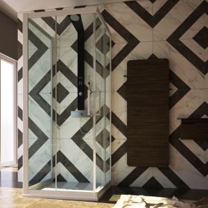 Idralite - Cabine de douche 3 c&ocirc;t&eacute;s verre et pvc blanc h 200 mod. Lite porte de douche + 2 parois lat&eacute;rales 90x120x90 cm transparent