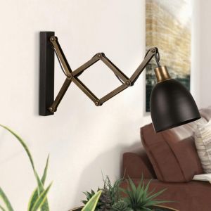 Applique murale vintage noire, accordéon métal vieilli SILE