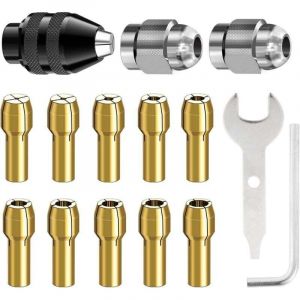 15 Pi&egrave;ces Mandrin Compatible avec Dremel, Accessoires pour Outil Rotatif, 0,8mm &agrave; 3,2mm Remplacement 4486 Mandrin &agrave; Changement Rapide, Remplacement