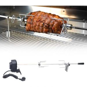 Barbecue &eacute;lectrique, kit de barbecue &eacute;lectrique en acier inoxydable, broche de barbecue avec moteur, rotation automatique &agrave; 360 &deg; pour barbecue &agrave;